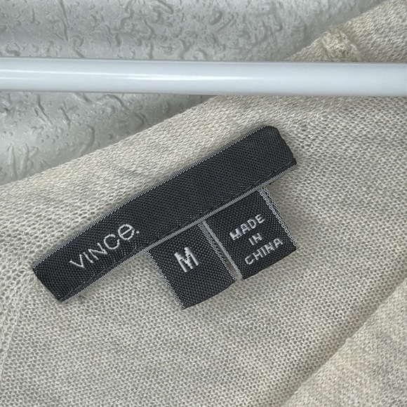 Vince Women's Beige Marino Wool Dolman Sleeve V-Neck Tunic Top Size Medium - Picture 2 of 7